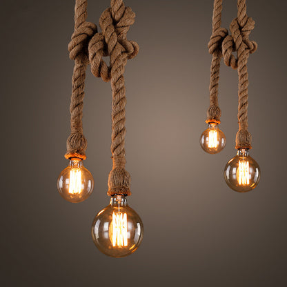 Hemp Rope Chandelier Vintage Industrial Style Bar Restaurant Coffee Clothing Store