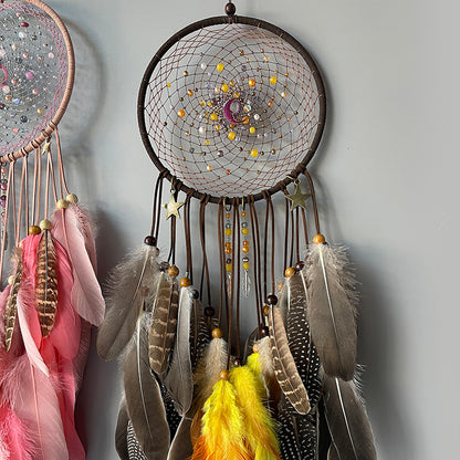 Dream Catcher Yellow Moonlight Starry Night Home Decoration