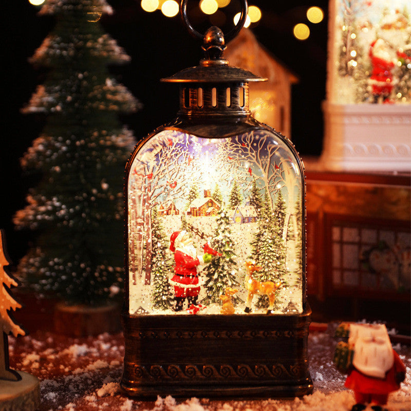 Female Christmas Crystal Ball Under Snowflake Light Music Box