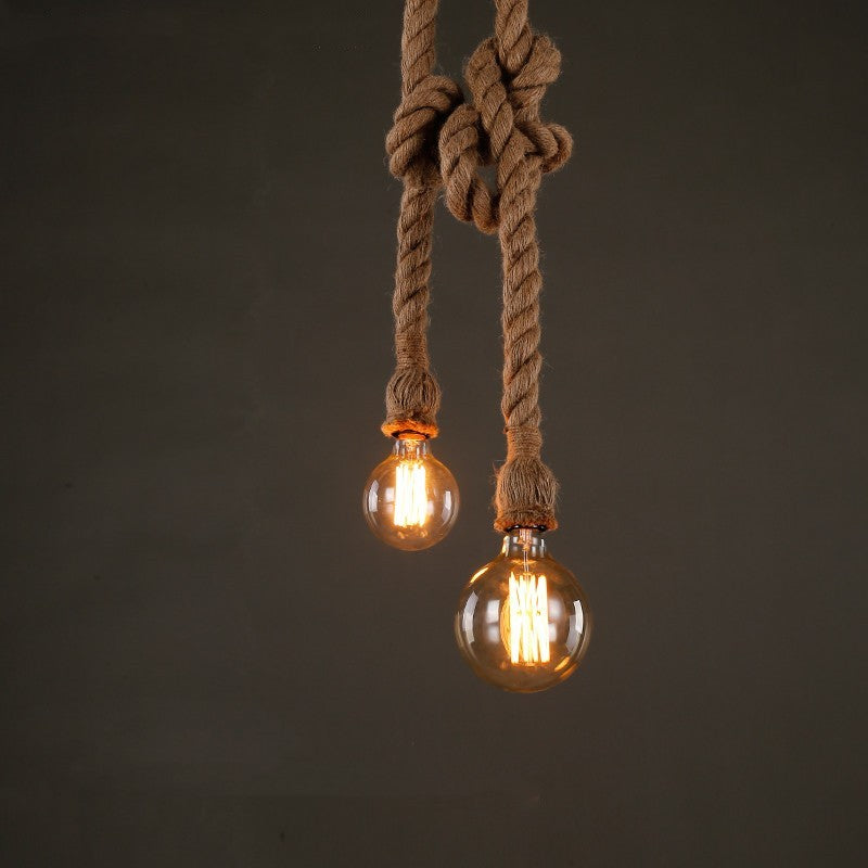 Hemp Rope Chandelier Vintage Industrial Style Bar Restaurant Coffee Clothing Store