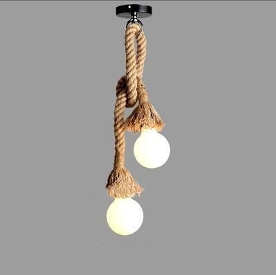 Hemp Rope Chandelier Vintage Industrial Style Bar Restaurant Coffee Clothing Store