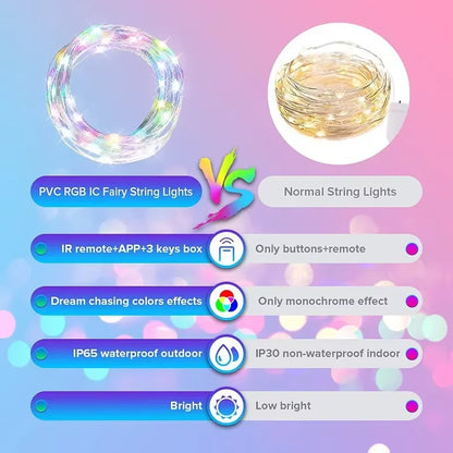 Dreamcolor Rgb Led Strip WS2812B Bluetooth Smart String Fairy Lights Christmas Garland Light Waterproof for Party Curtain Room