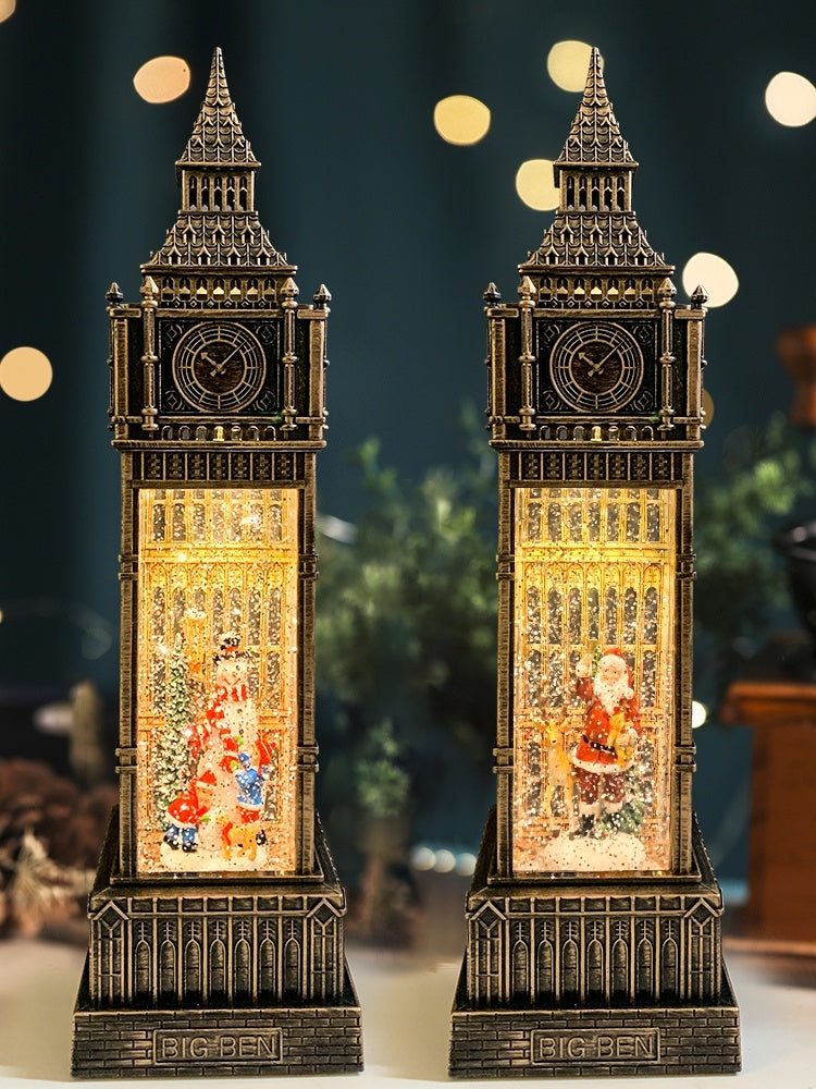 Christmas Old Man Snowman Big Ben Decorations Retro Ornaments