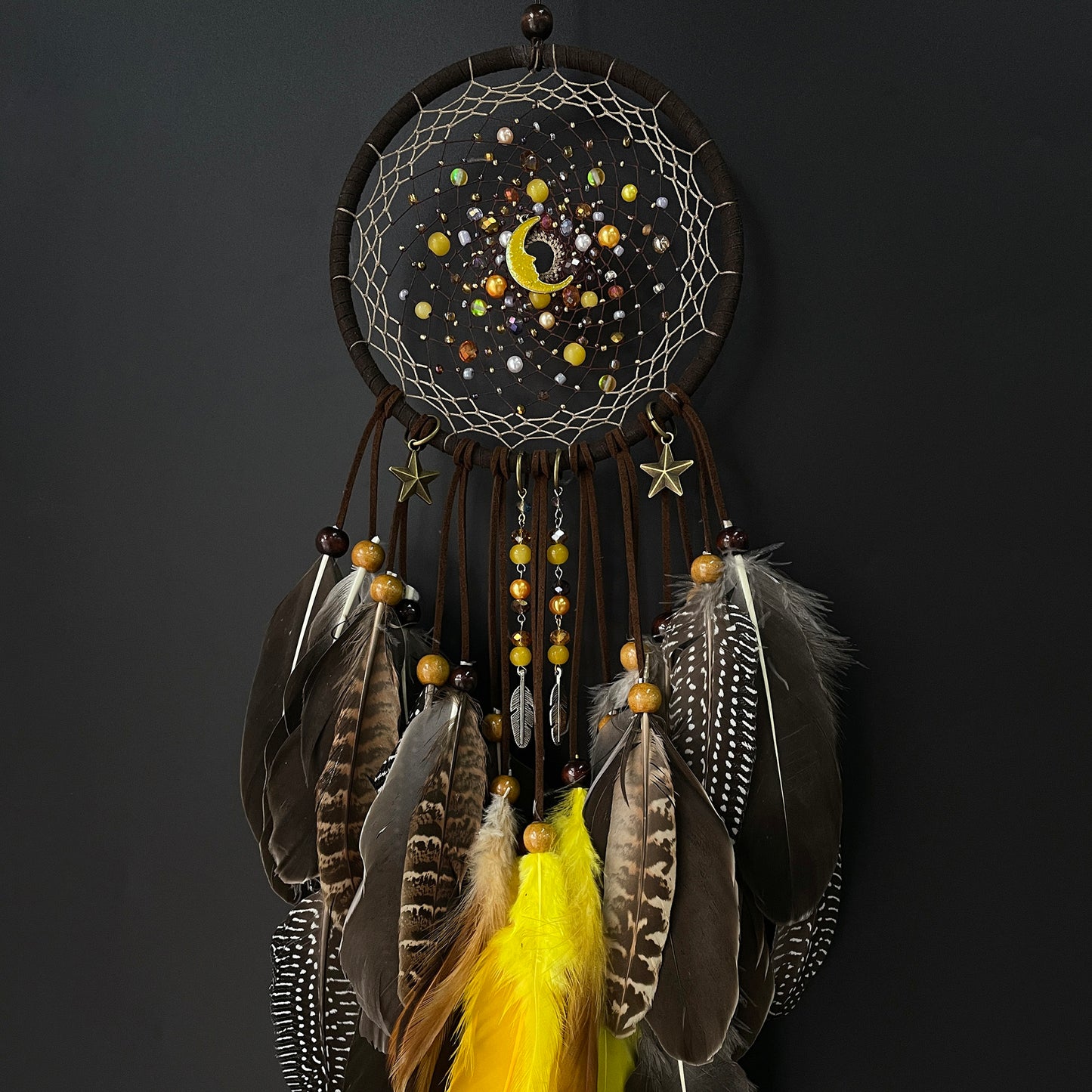 Dream Catcher Yellow Moonlight Starry Night Home Decoration